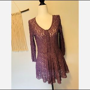 Free People Lavender all lace top/tunic Medium